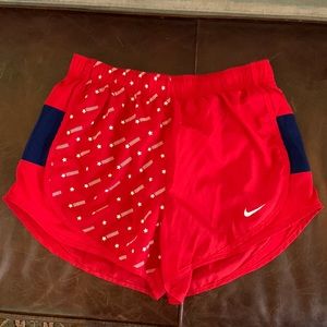 Nike red white and blue running shorts
